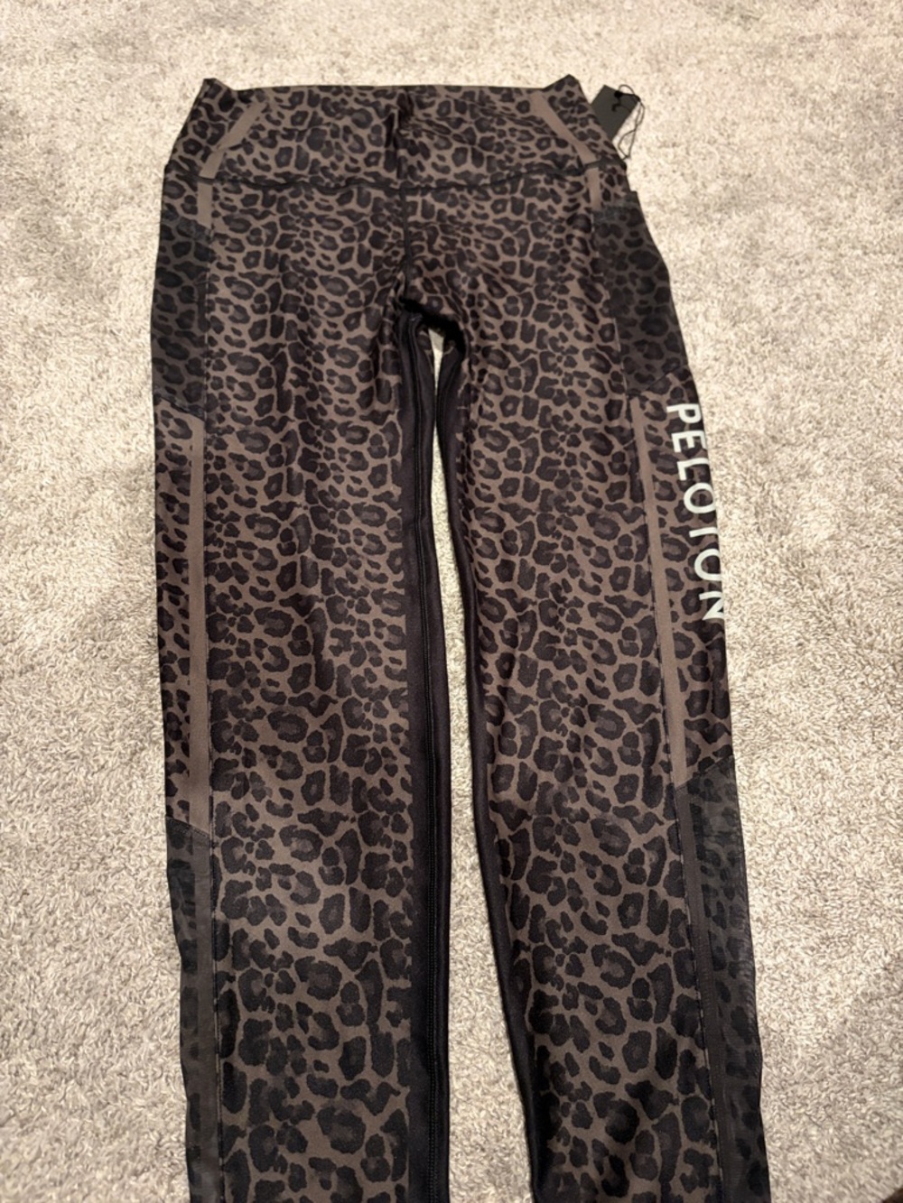 WITH Peloton Black and Brown Leopard Print Performance Leggings